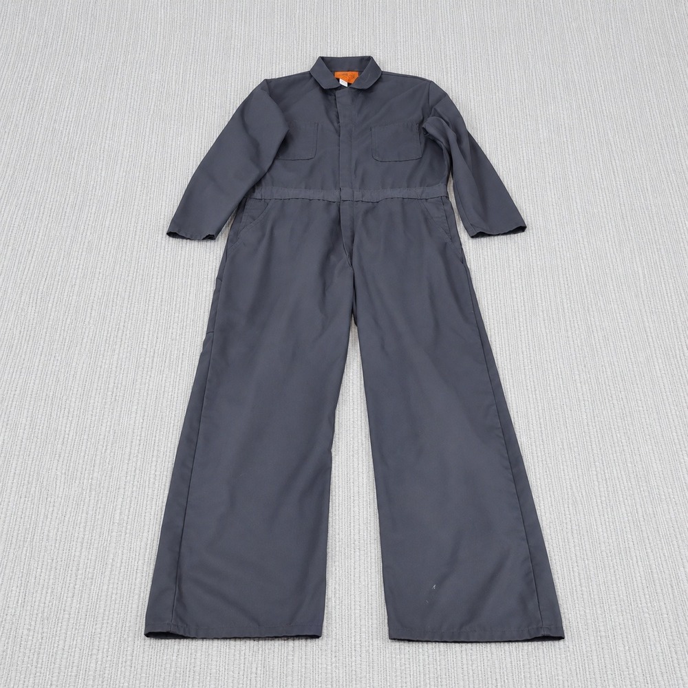 Cintas Coveralls Mens 44RG Gray Good Twill Long Sleeve Utility Workwear Jumpsuit